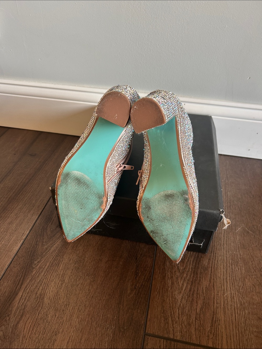 Betsey Johnson SB Cady Rhinestone Pointed Toe Ankle Booties in silver - Picture 3 of 3